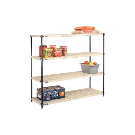 Global Equipment Nexel   , Nexelite reg  , 4 Tier, Vented Plastic Mat Shelving Unit, 60"W x 18"D x 54"H PM18605N